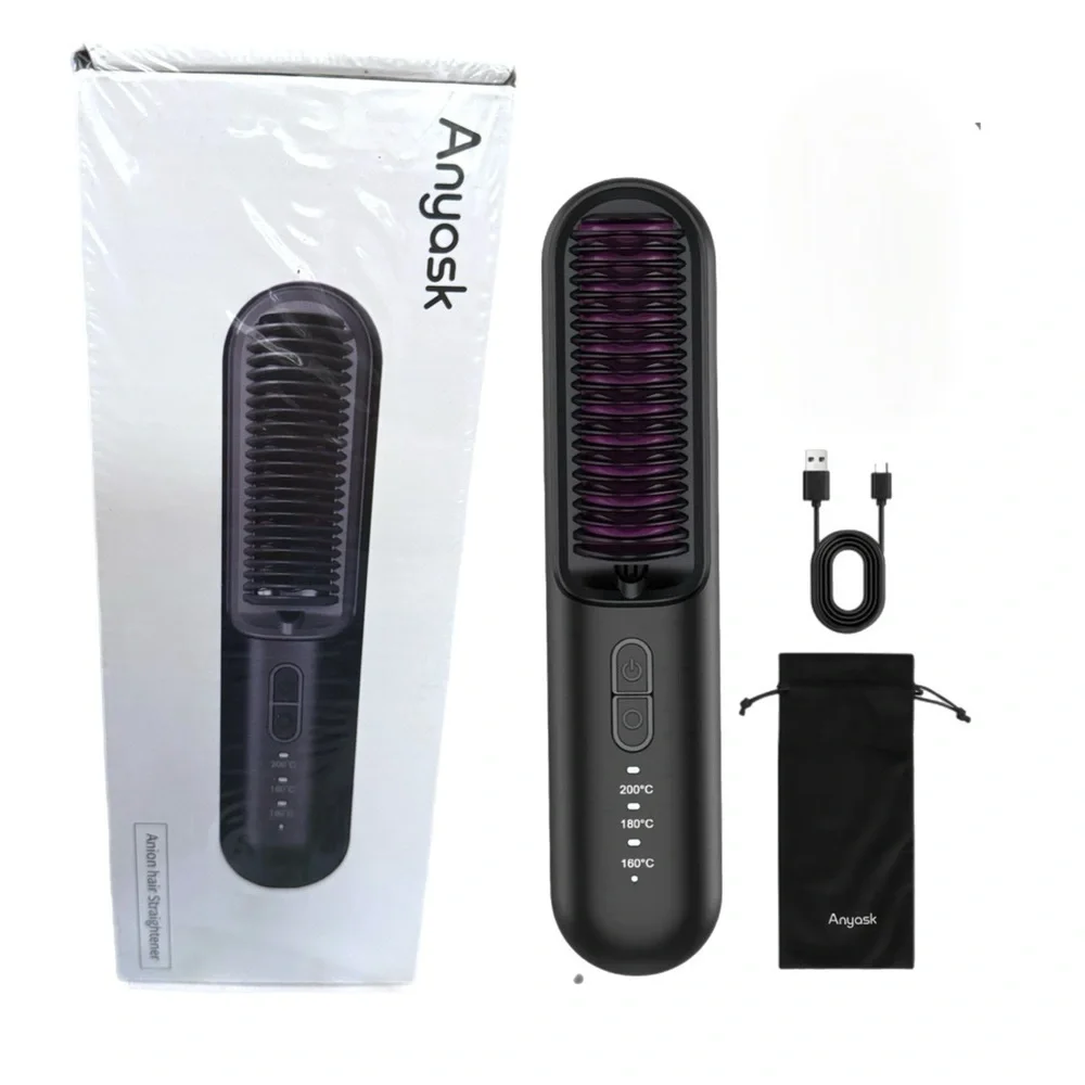 Anyask Cordless Portable Hair Straightener Black Travel Lightweight Chargeable